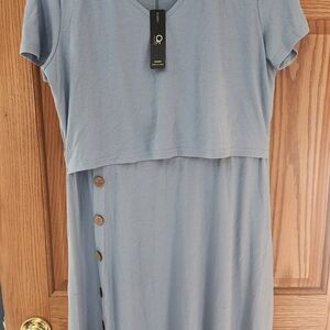 Nursing Dress,  Sky Blue Midi Dress
